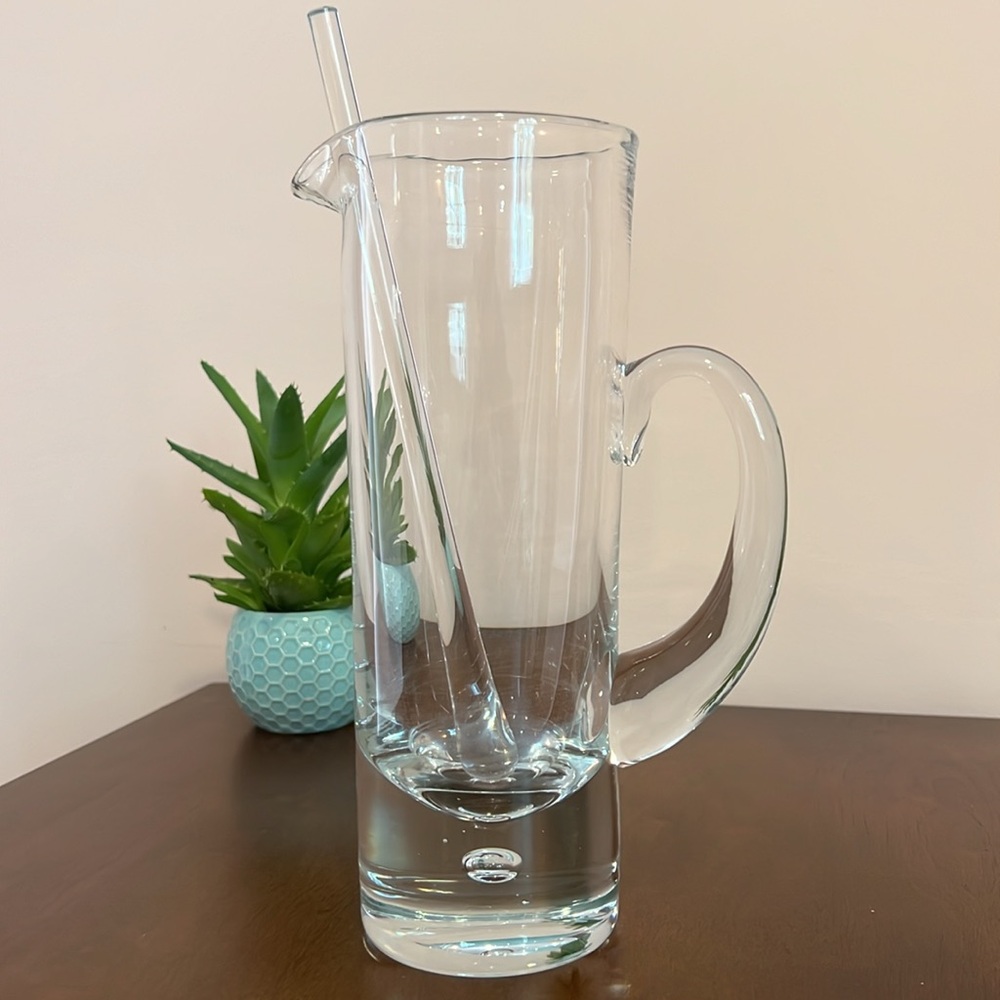 Kosta Boda Pippi Crystal Pitcher and Swizzle Stick